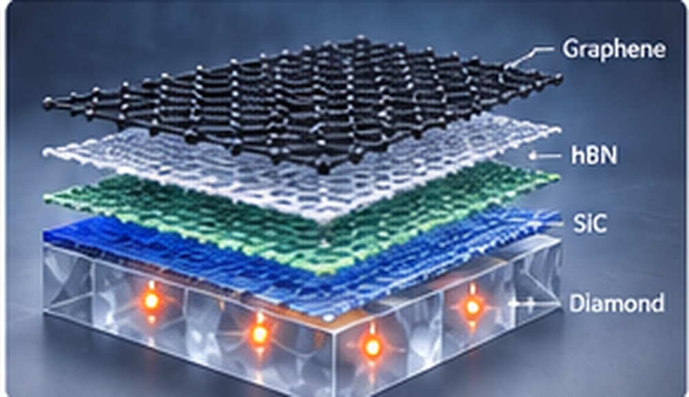 Diamond integrated with graphene, hBN and SiC quantum materials