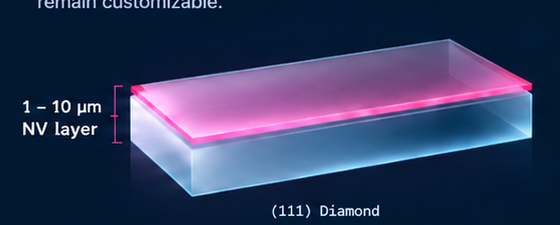 {111} diamond with a 1 to 10 micrometer NV-active surface layer
